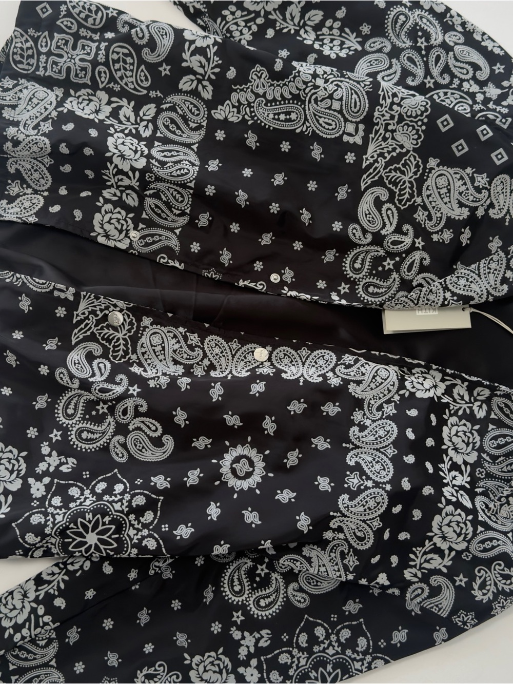 Kith Black Jacket with White Paisley Print
